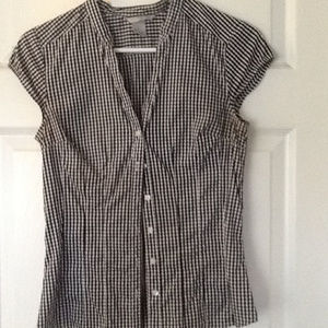 H&M Size 6 Sleeveless Black/White Check Blouse